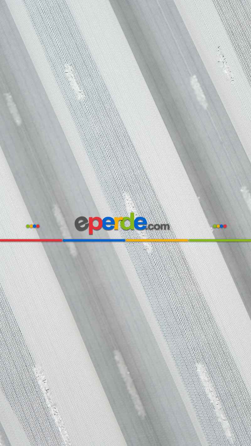 Düz Sade Tül, Sade Çizgili Tül Perde, Modern Ütü İstemez Kırışmaz Tül Perde, Havana Gümüş