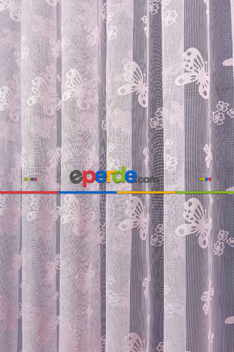 Kelebek Desenli Örme Tül Perde