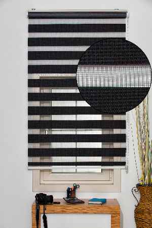 Mutfak Zebra Perde Düz Seri- Siyah