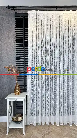 Salon - Natural Keten Tül Birinci Kalite İplikten Özel Üretilmiştir Ütü İstemez