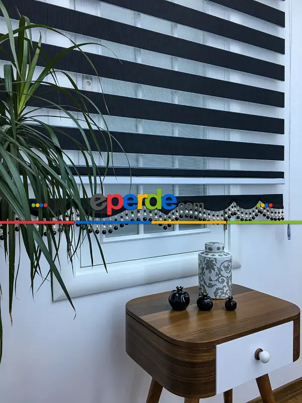 Salon - Zebra Perde - Düz Zebra Perde- Siyah