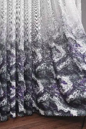 Modern Baskılı Örme Tül Perde ( Degrade)- Mor Gri 2022 Özel Seri