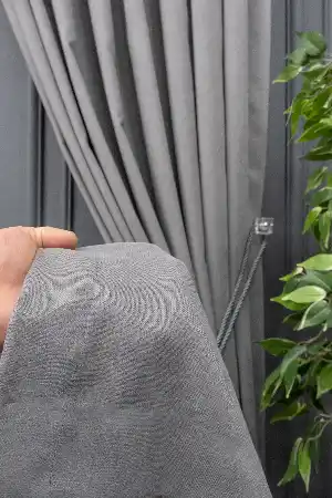 Gri Düz Fon Perde ( 150cm Dökümlü Fon )-
