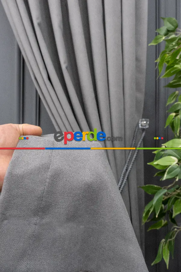 Gri Düz Fon Perde ( 150cm Dökümlü Fon )-