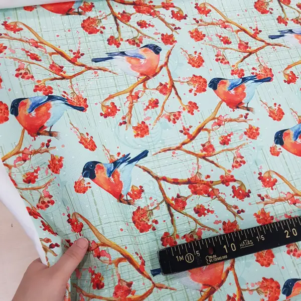 Mutfak Perdesi Kanat Fon Perde Kuş Desenli- Beyaz