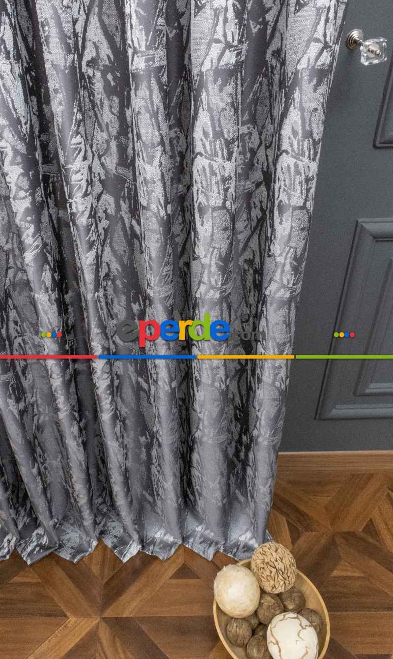 Jakar Dokuma Fon Perde Antrasit Gri