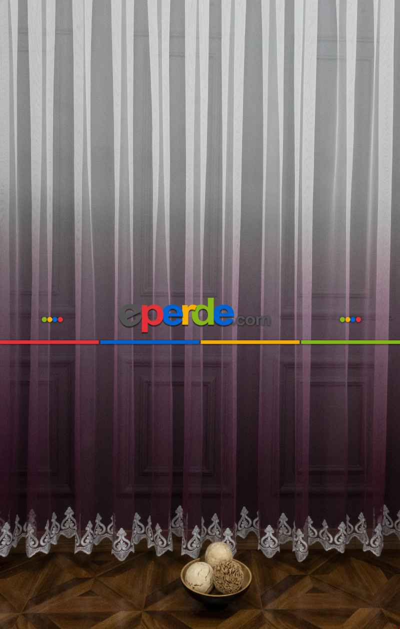 Degrade Geçişli Etek Nakışlı Model Tasarım Grek Tül Perde