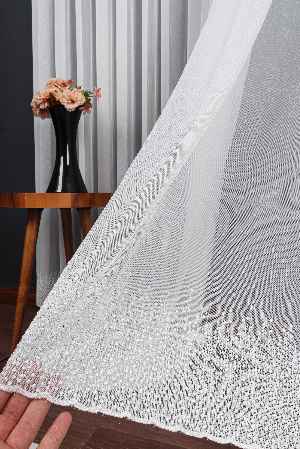 Etek Ucu Nakış İşlemeli Tül Perde