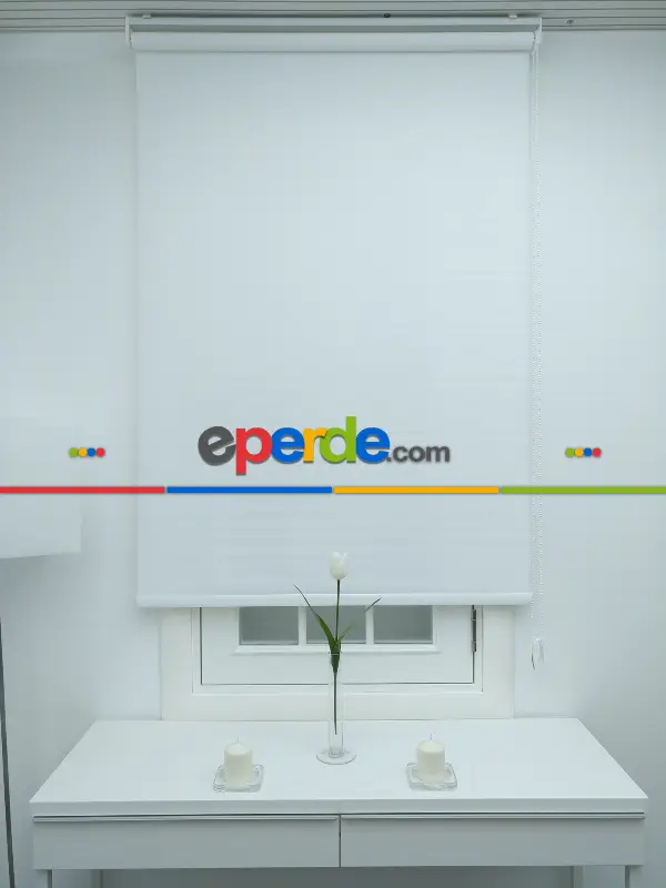 Salon - Düz Stor Perde Pvc Thın Mat Beyaz - Yıkanabilir Stor- Beyaz