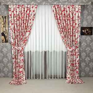 Dijital Çiçekli Fon Perde- Nar Çiçeği