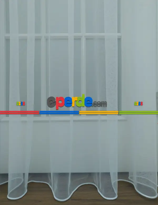 Grek Tül Perde - Petek Zemin- Beyaz-ekru - Kurşunlu Tül