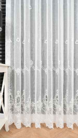 Ekru Nakış İşlemeli Tül Perde