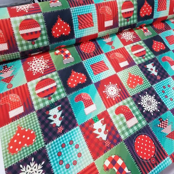 Yılbaşı Desenli Fon Perde K731 Kumaşı Kalındır Duck Bezi Değildir.- Siyah-Kahverengi-Beyaz-Krem