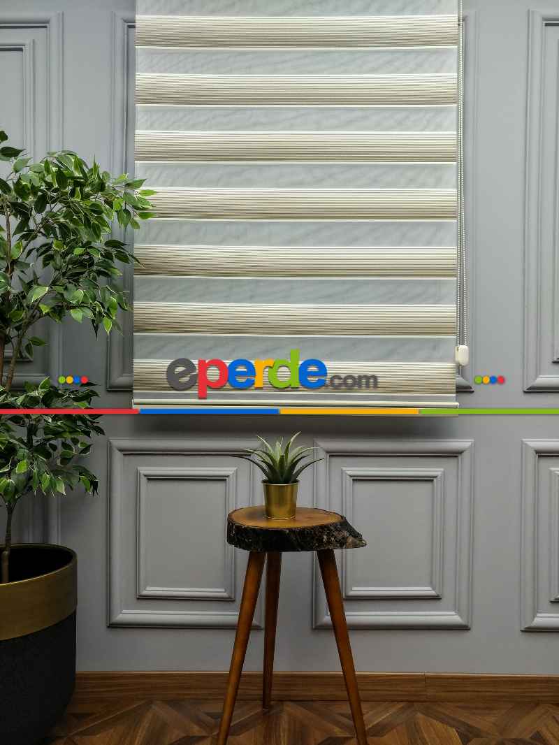 Salon Zebra Perde - 2021 Sezonu - Degrade Renk Geçişli Micro Pileli (plise) Zebra Perde- Kahve