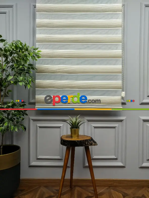 Salon Zebra Perde - 2021 Sezonu - Degrade Renk Geçişli Micro Pileli (plise) Zebra Perde- Kahve