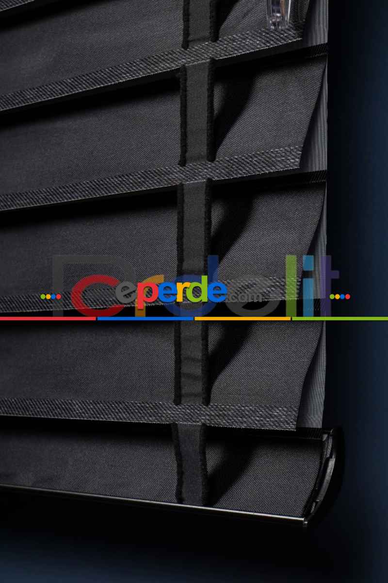 Siyah 50mm Silüet Kumaş Jaluzi Perde