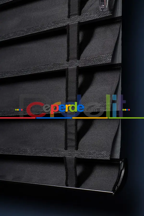 Siyah 50mm Silüet Kumaş Jaluzi Perde