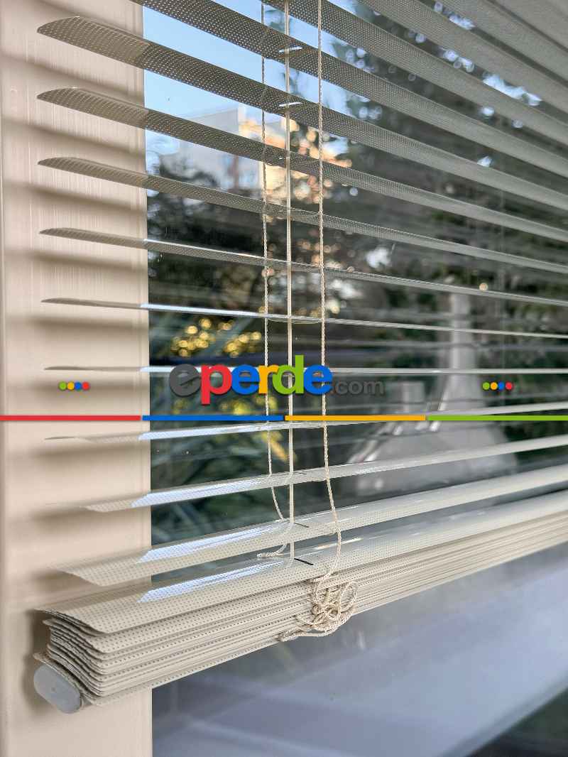 Ekru Perfore (delikli) Alüminyum Jaluzi Perde - 25mm