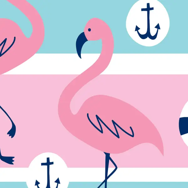 Bebek Odası Fon - Flamingo Ve Çapa Fon Perde Evm223 -t - Kumaşı Kalındır Duck Bezi Değildir.- Mavi