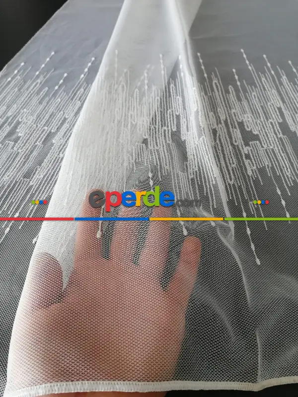 Br Kraliçe Tfs İşlemeli Brode Tül Perde - Ekru