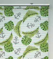 Çapa Desenli Baskılı Stor Perde- Yeşil-mavi-gri-füme-antrasit-çok Renkli