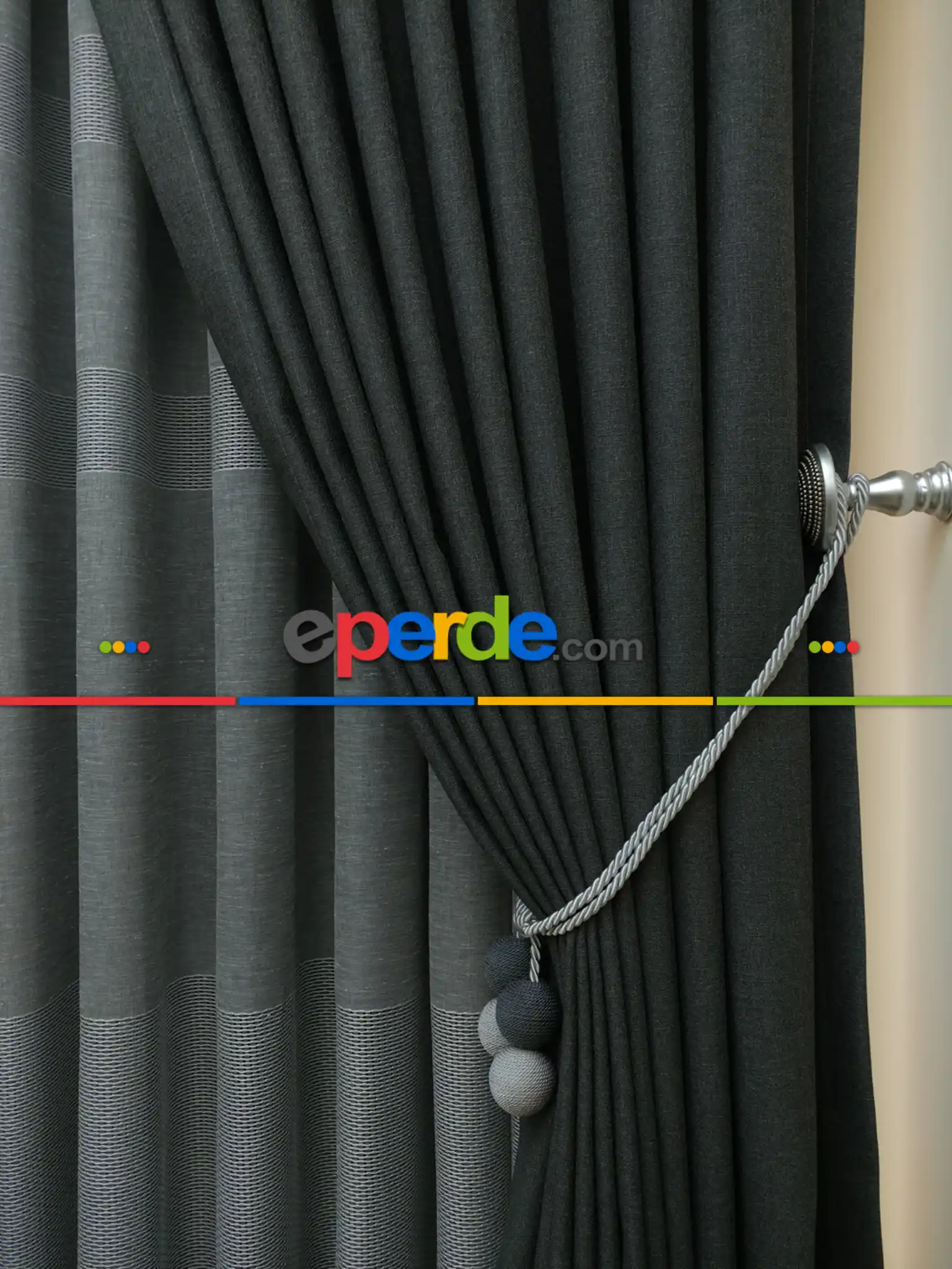 Salon Perdesi - Keten Gri Renk Düz Fon Perde- Gri-Füme-Antrasit