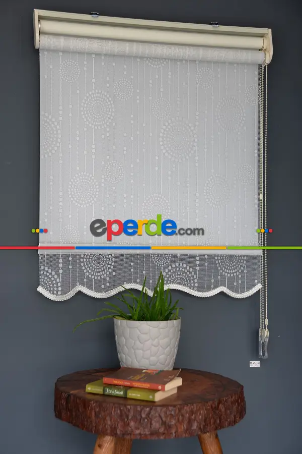 Halim Perdesan Dacuz-208 Beyaz Renk Etekli Veya Eteksiz Çift Mekanizmalı Tül Stor Perde