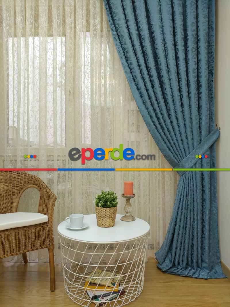 İndigo Jakar Fon Perde (150)- Mavi Grimsi