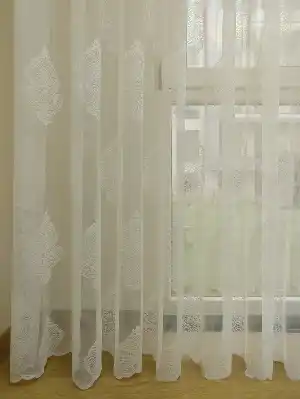 Serpme Damask Desenli Özel Örme Dokulu Tül Perde - Ekru
