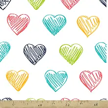 Bebek Odası Fon - Suluboya Kalpli Desenli Fon Perde Evm752-6 Kumaşı Kalındır Duck Bezi Değildir- Lacivert