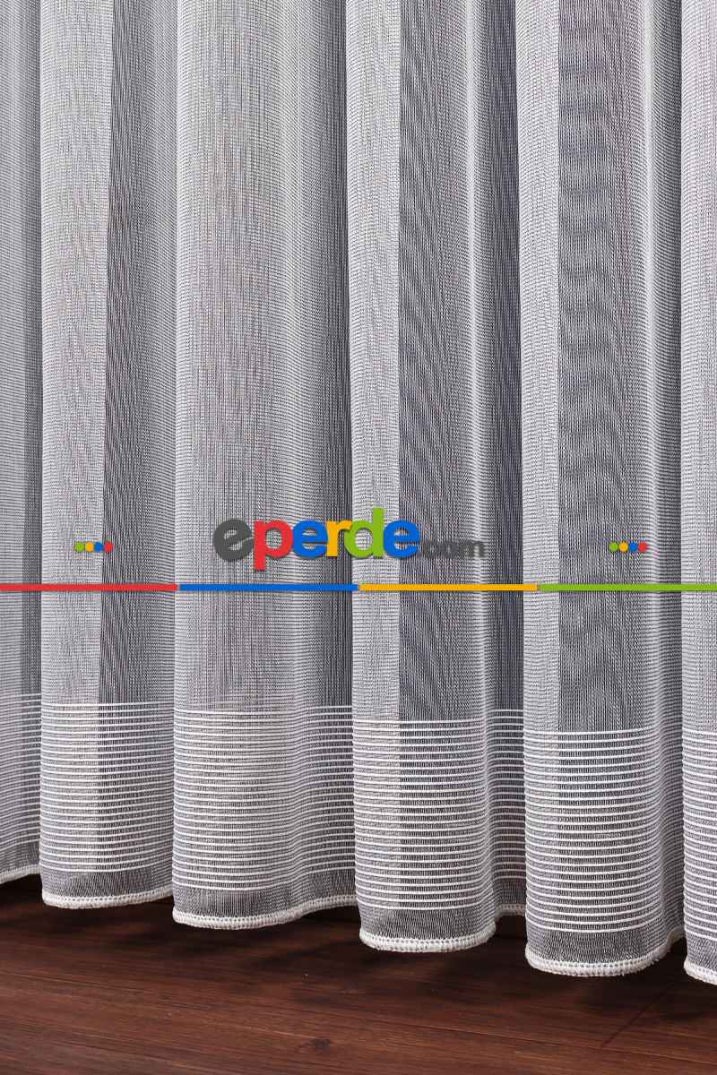 Salon Tül - Palermo Düz Tül Perde Ekru-antrasit Gri