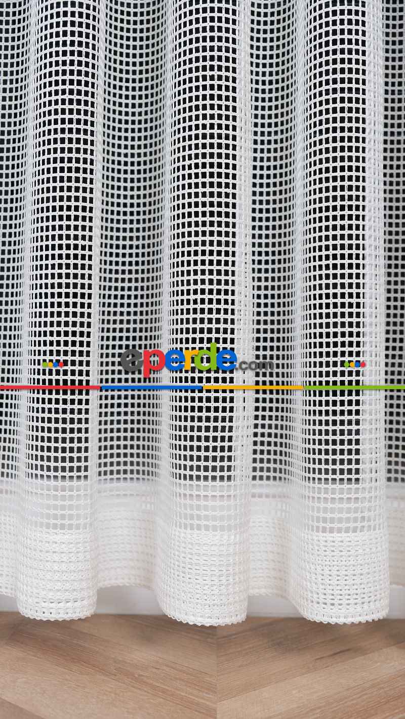 Ekru File Tül Perde, Ağır Gramajlı Premium Seri