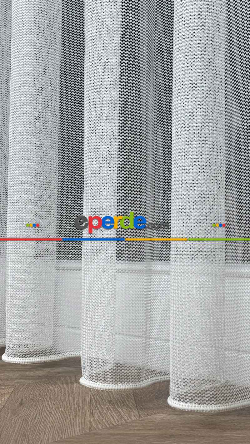 Ekru Düz Tül Perde, Ağır Gramajlı Premium Seri, Eteği Kurşunlu