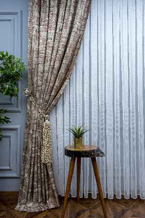 Salon Fon Perde - Carmen Jakar Dokuma Fon Perde- Bej