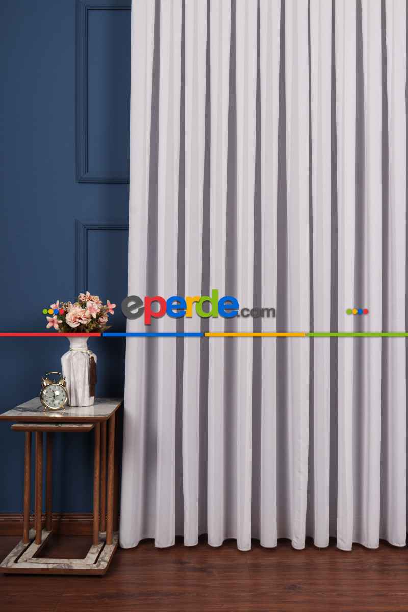 Salon Tül Modelleri - Krep Gri Düz Tül Perde