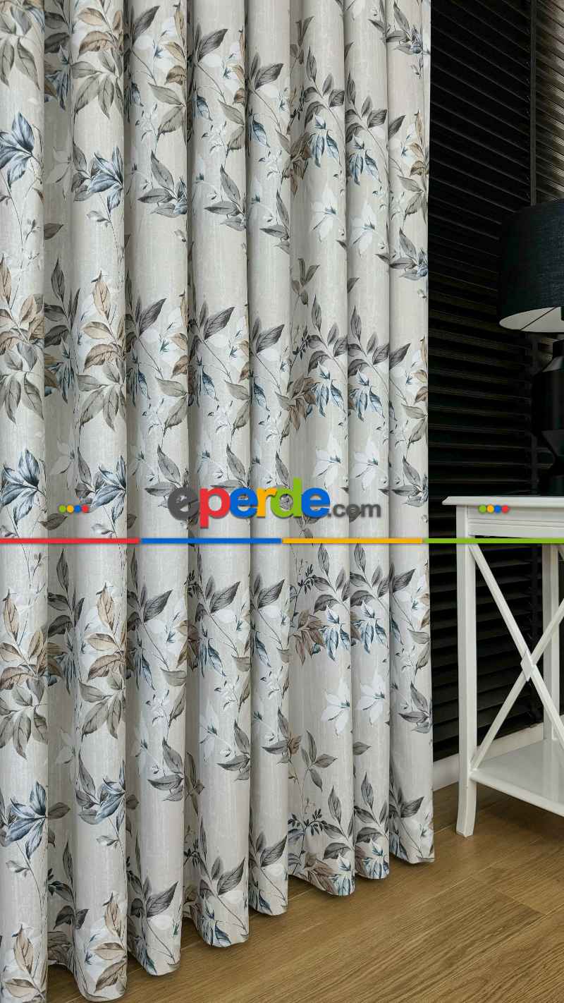 Çiçek Desenli Fon Perde - Premium Seri