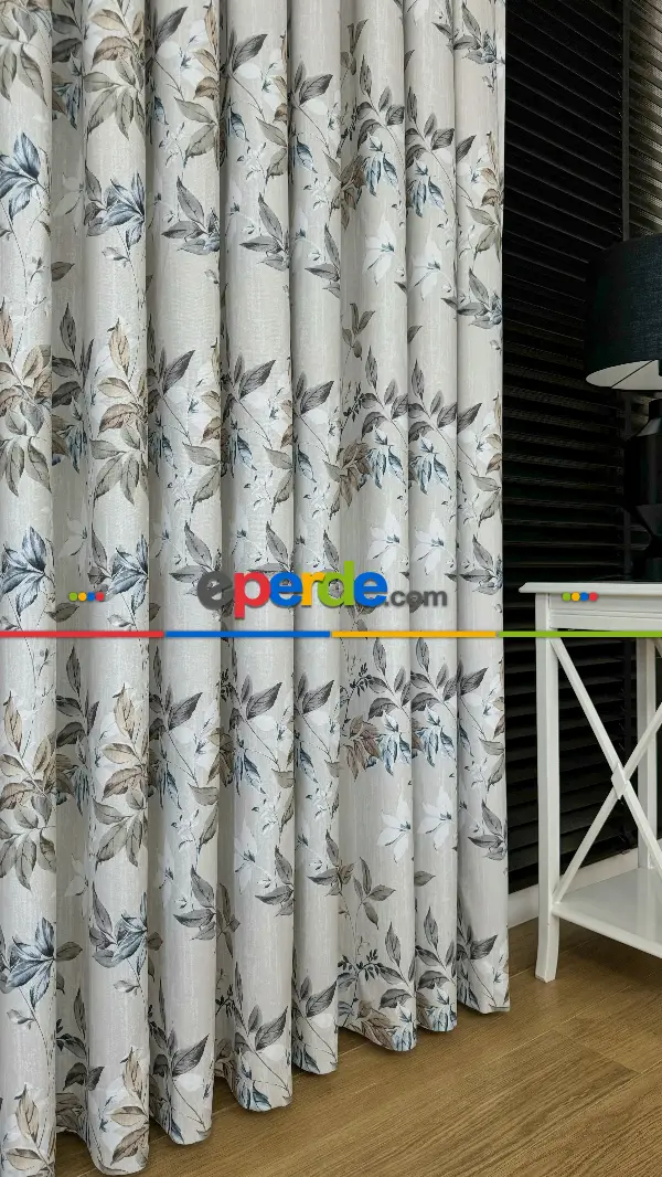 Çiçek Desenli Fon Perde - Premium Seri