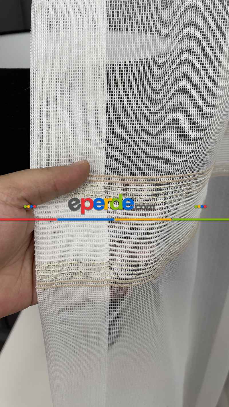 Premium Kalite Trend Perde Modelleri 2025-enine Kumaş Bantlı Dokuma Tül Perde 06