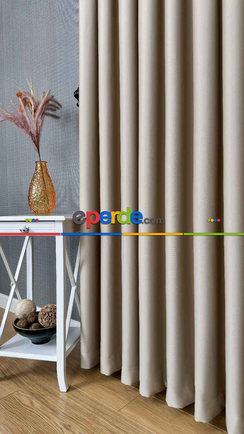 Koyu Krem Blackout - Karartma Fon Perde, Premium Kalite Serisidir, %90 Oranında Işığı Keser