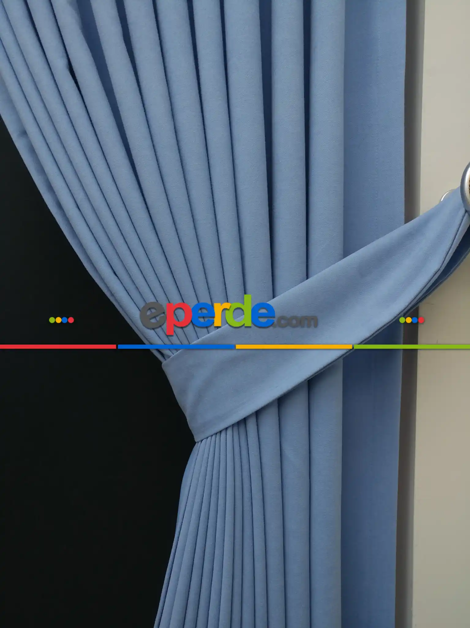 Düz Renk Dökümlü Fon Perde (150)- Mavi