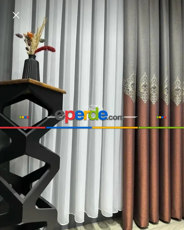 Salon - Brillant Düz İpek Silikon Lüx Tül Perde