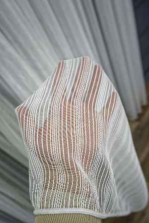 Desen Almira Simli Çizgili Eteği Kurşunlu (gramajlı) Tül Perde