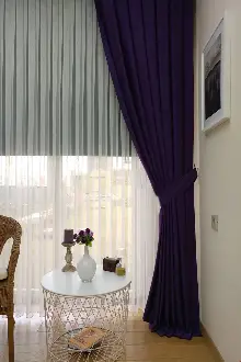 Soft Fon Perde Mor Kumaş Kanat Yan Perde- Mor