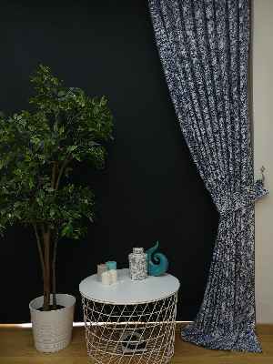 En Yeni Mutfak Fon Perde Modelleri 2021 ( Leke Tutmaz )- Lacivert-bej