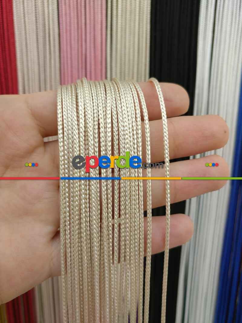 Krem Rengi İp Perde Kalın Zincir Serisi- Krem