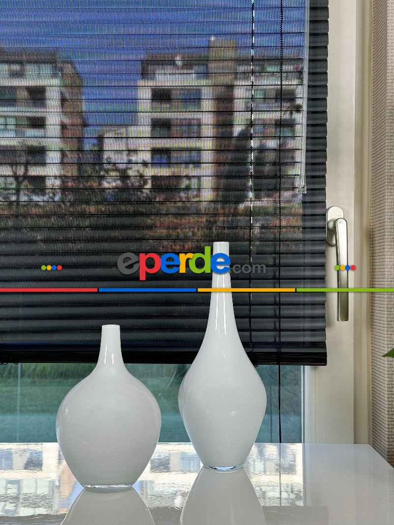 Mutfak Jaluzi - Siyah Perfore (delikli) Alüminyum Jaluzi Perde - 25mm