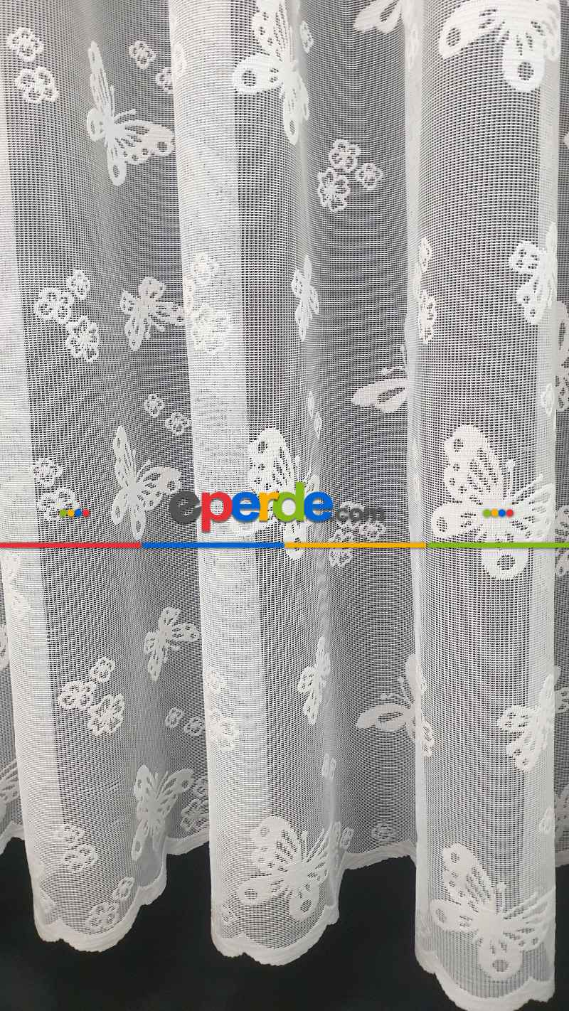 Bebek Odası -  Kelebek Desen Tül Çoçuk Odası Tül Perdesi