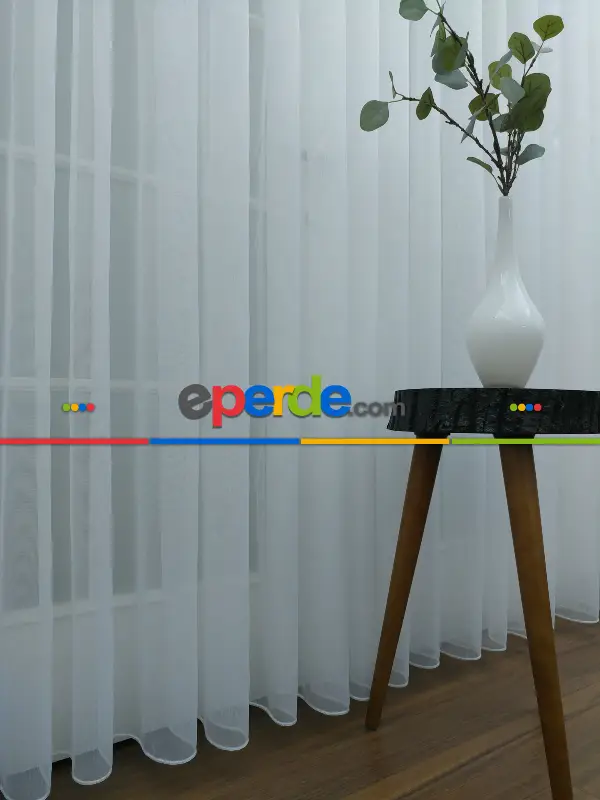 Perdeks Home Tül Perde 03 Lux Series- Ekru - Kurşunlu Tül