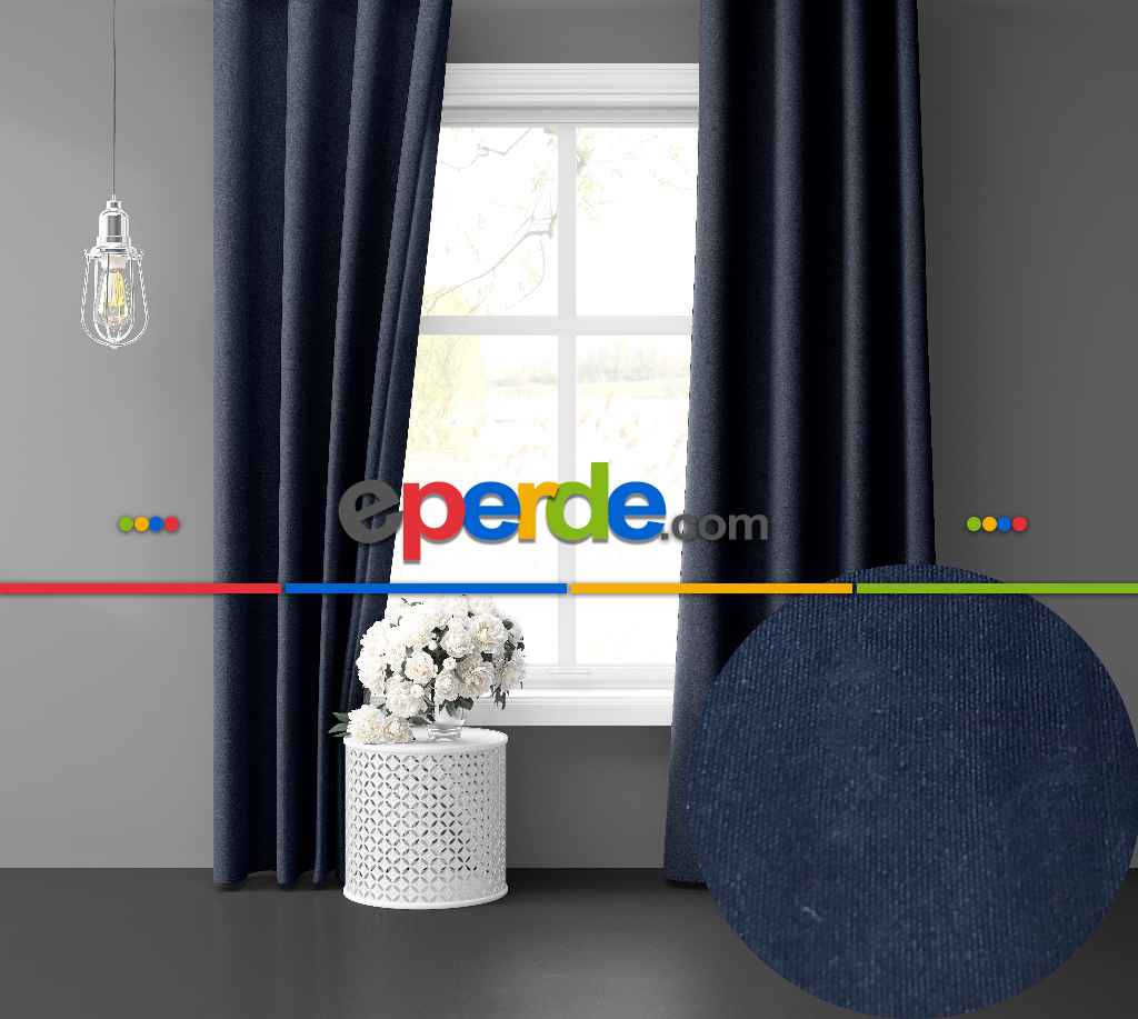 Uzay Mavisi Ada Fon Perde 51 Renk Seçeneği 150x260 Perle Home Daily Series 150cm X 260cm 