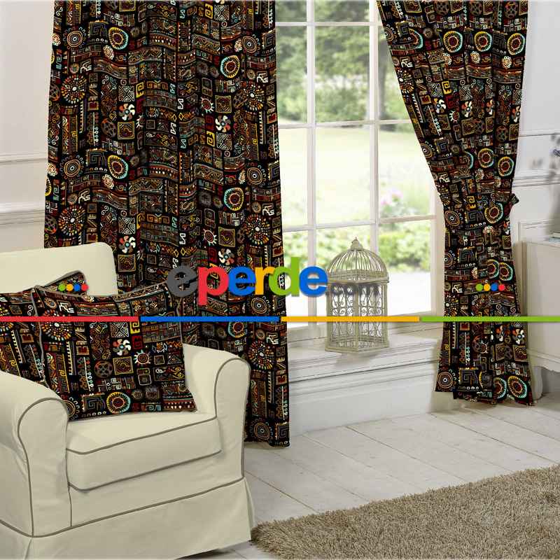Etnik Fon Perde Evim 273 Kumaşı Kalındır Duck Bezi Değildir